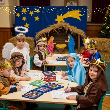 download Nativity Christmas coloring activity book kids