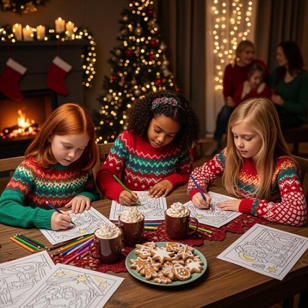 Nativity story digital coloring book pages kids