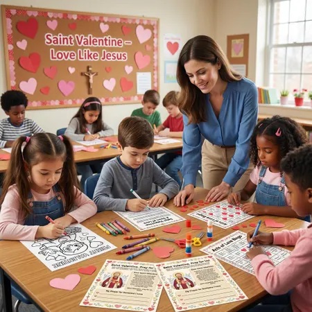 Catholic St Valentine Day activity set kids PDF