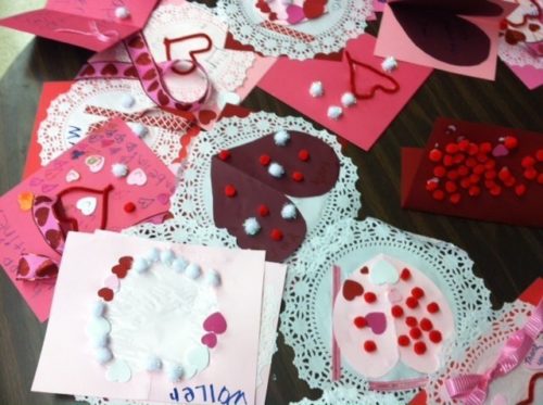 Valentines made by kids for Wounded Heroes