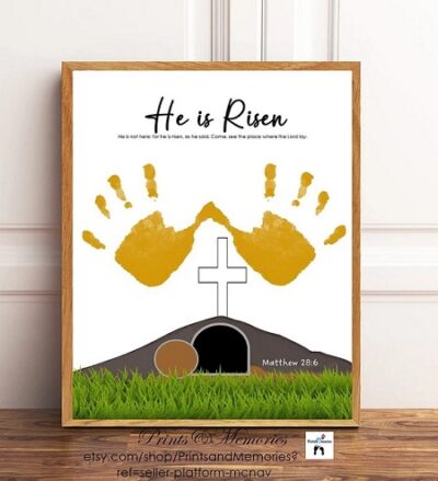 Jesus has Risen Empty Tomb Handprint craft printable