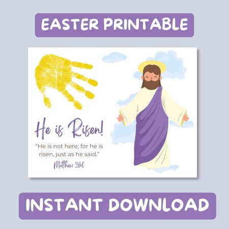 He is Risen Christian Easter Handprint Art Kids PDF