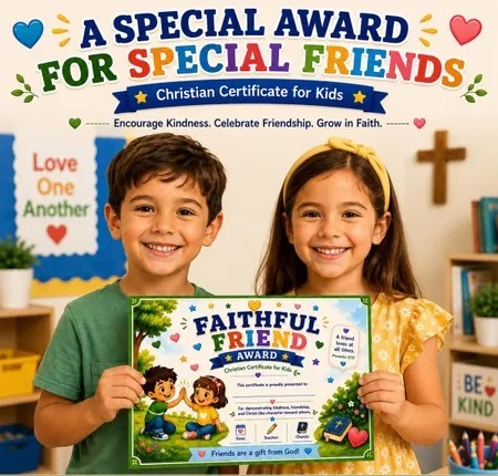 Sunday School Friendship award certificate PDF