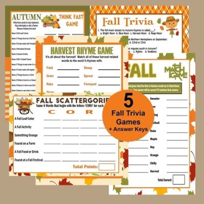 Printable 5 Autumn Party Games