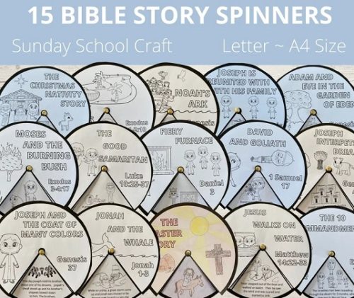 Printable Bible story craft wheels spin