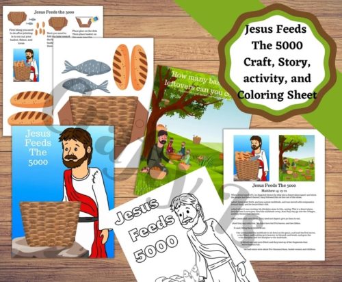 Printable Jesus feeds the 500 activity pages
