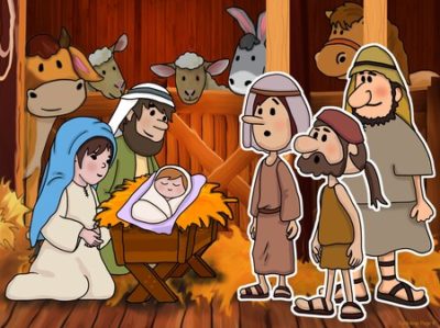 Printable Birth of Jesus puppet theater activity DIY