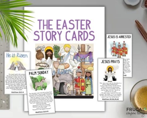 Printable 12 Easter Bible story cards kids