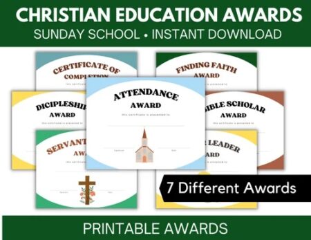 7 Christian Education Kids Awards Certificates Printable