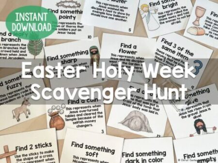 Easter Holy Week Scavenger hunt activity kids printable