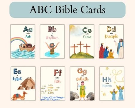 Printable ABC Bible Flash Cards kids